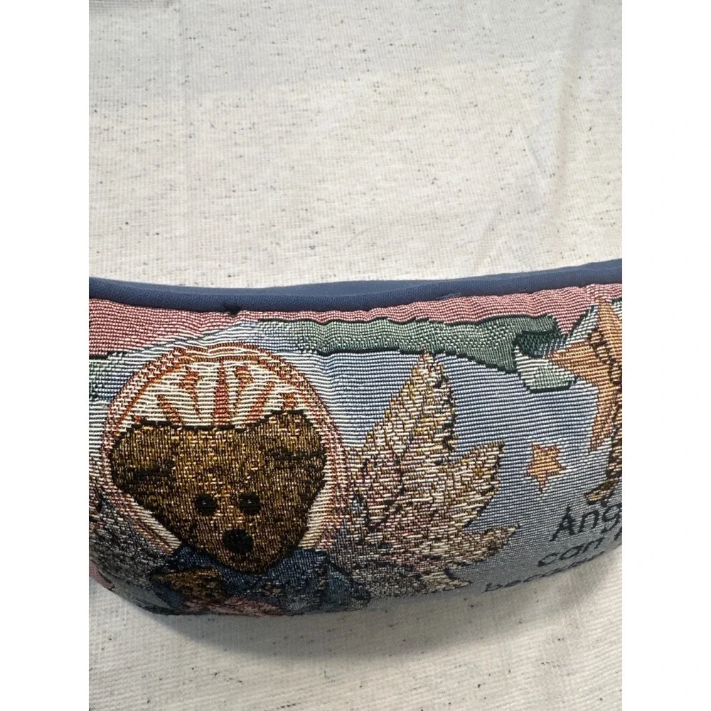 Tapestry VTG Teddy Bear Pillow Angels Can Fly Quote Accent Boyd Decor cottage